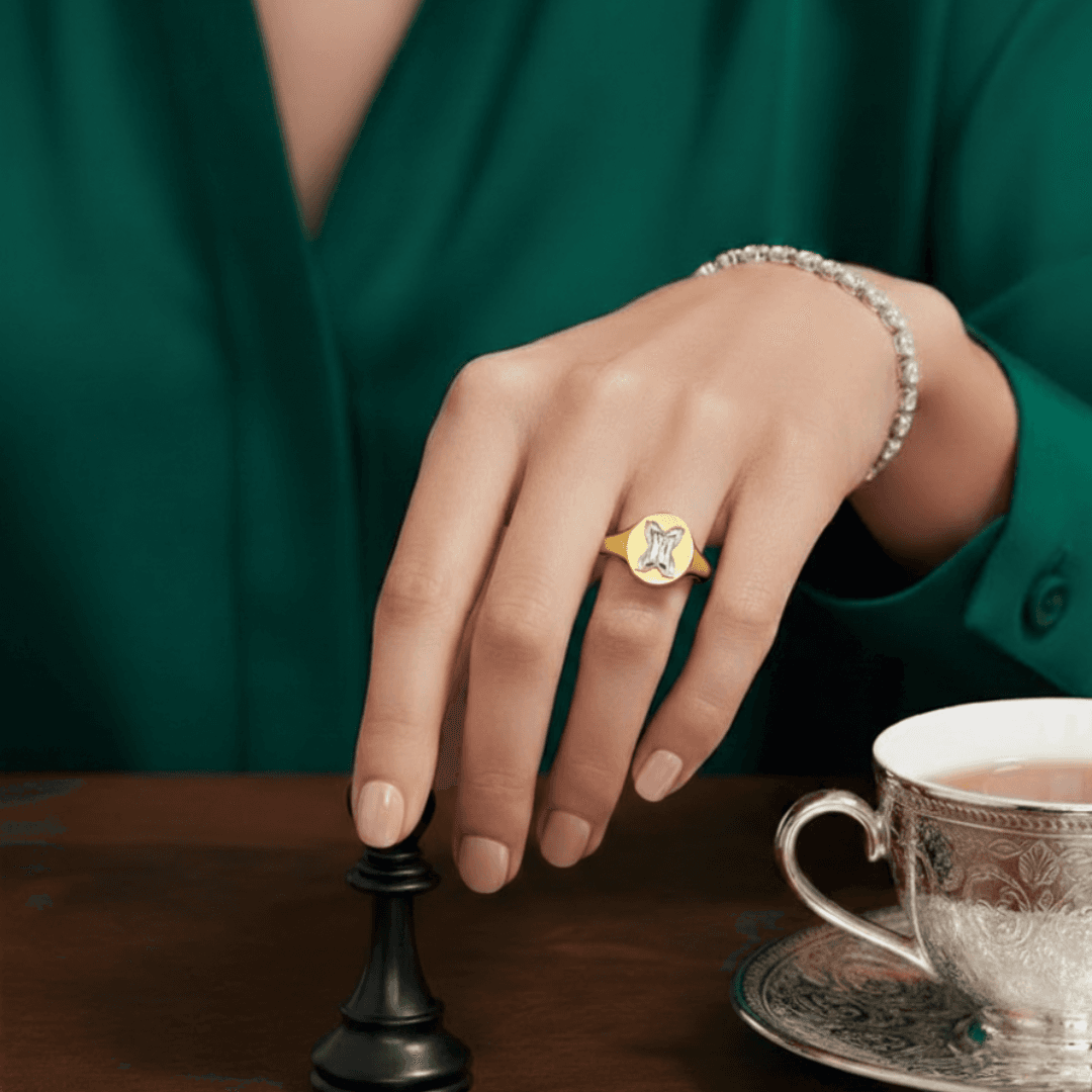X Letter Alphabet Signet Ring — view 2