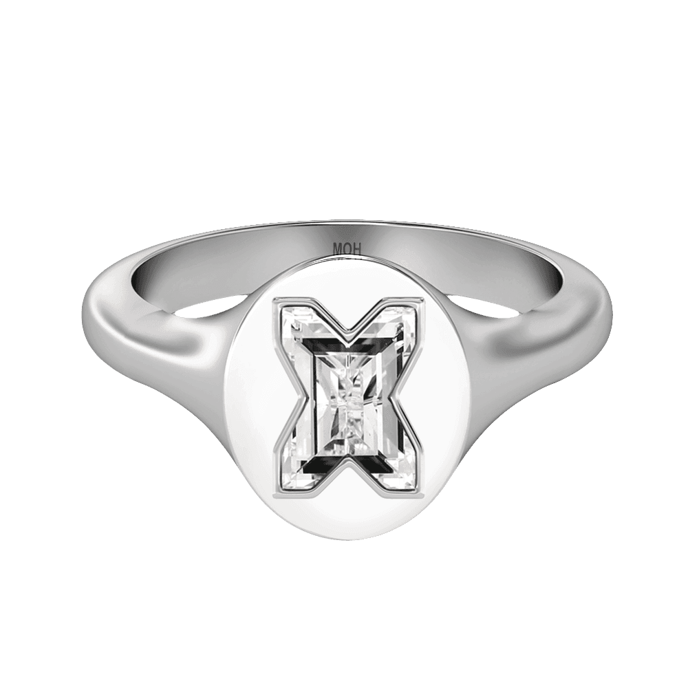 X Letter Alphabet Signet Ring