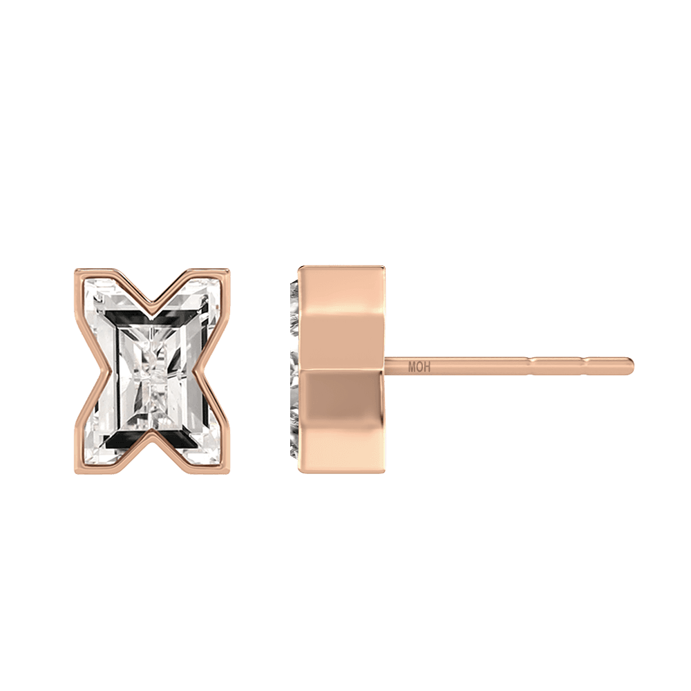 X Letter Alphabet Stud Earrings in 18k Rose Gold — view 2