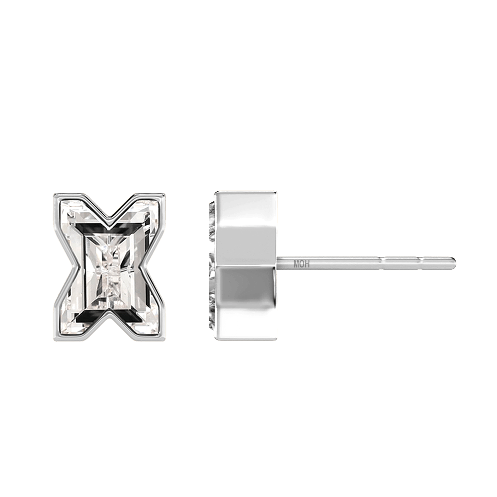 X Letter Alphabet Stud Earrings in 18k White Gold — view 2