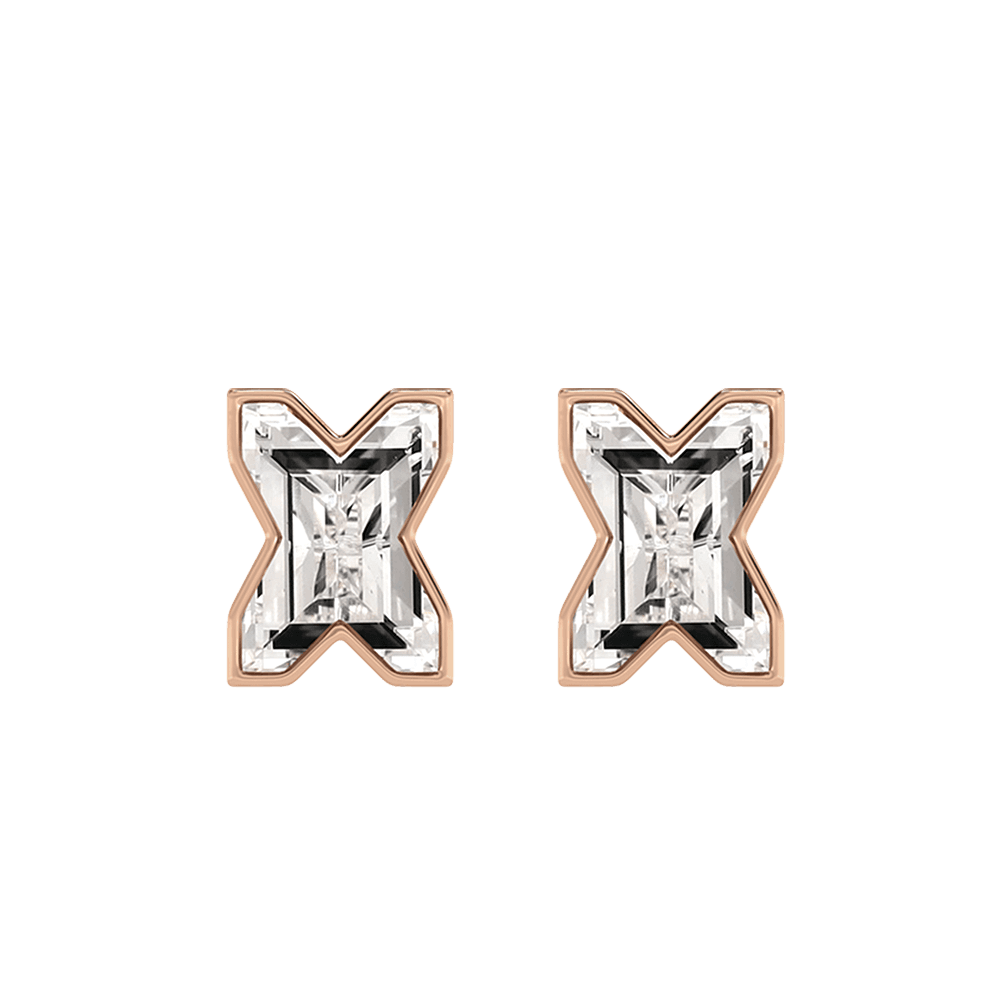 X Letter Alphabet Stud Earrings in 18k Rose Gold