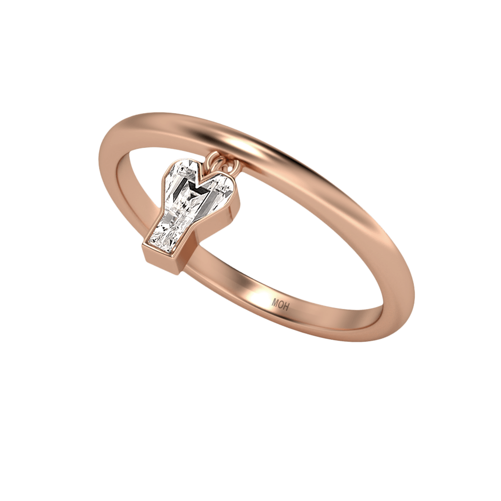 Y Letter Alphabet Drop Ring in 18k Rose Gold — view 2