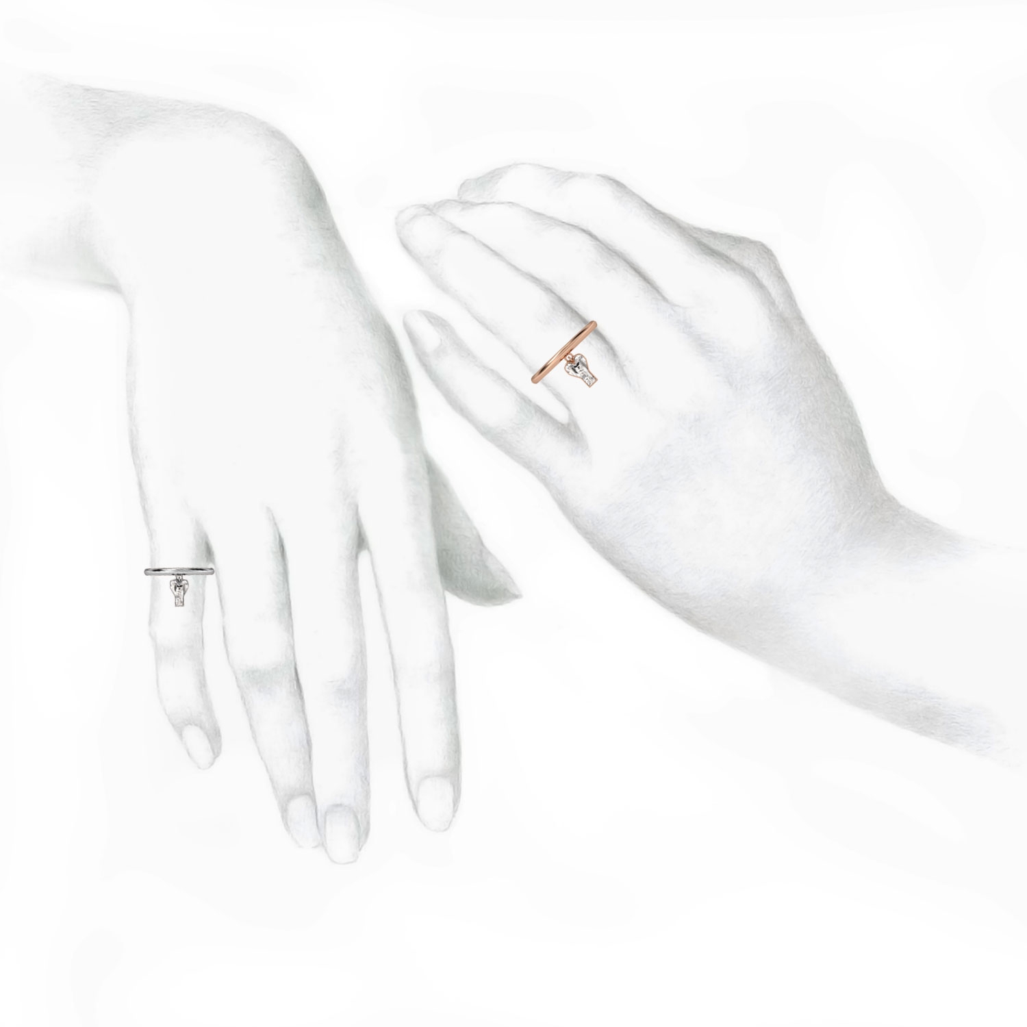 Y Letter Alphabet Drop Ring in 18k Rose Gold — view 3