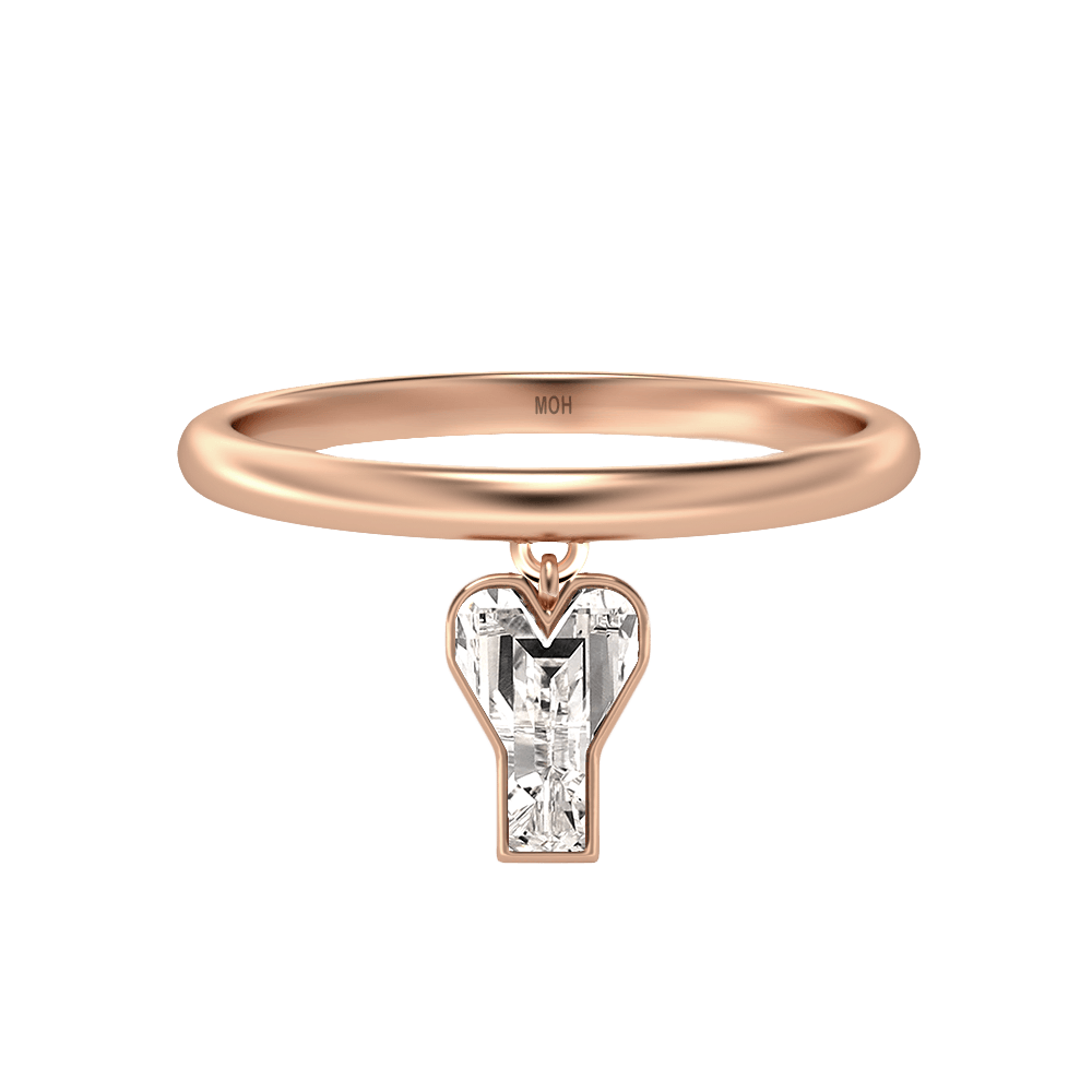 Y Letter Alphabet Drop Ring in 18k Rose Gold