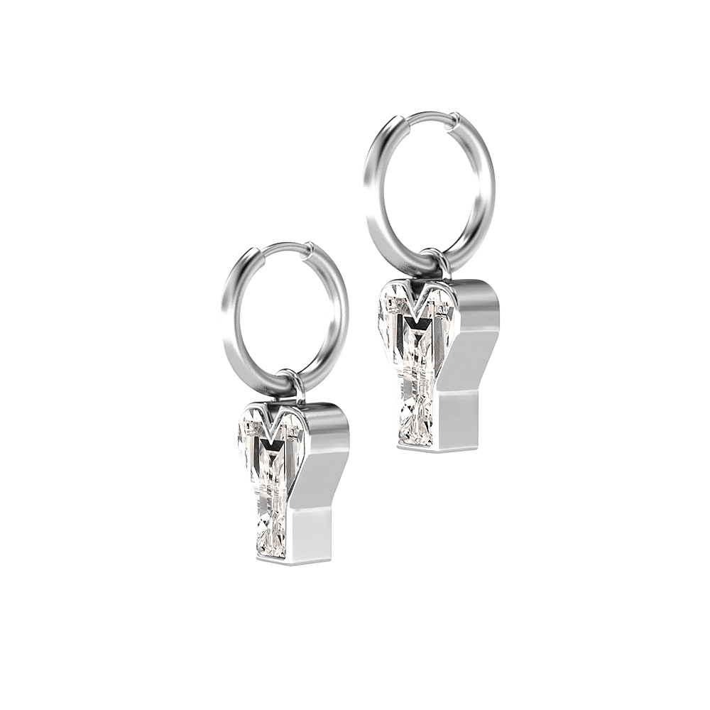 Y Letter Alphabet Hoop Earrings in 18k White Gold — view 2