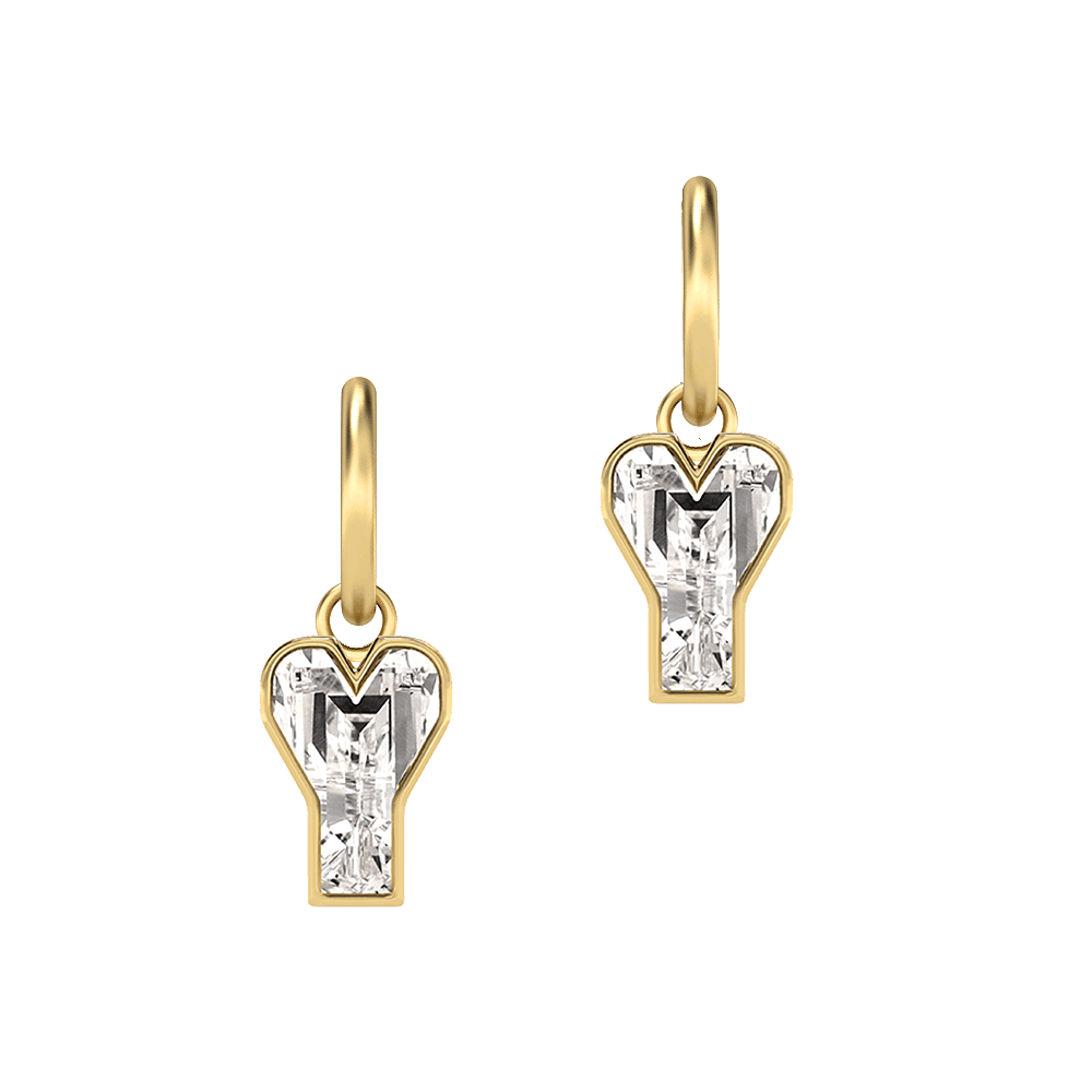 Y Letter Alphabet Hoop Earrings in 18k Yellow Gold