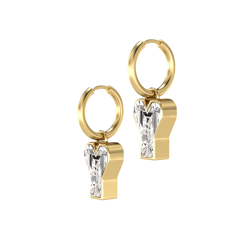 Y Letter Alphabet Hoop Earrings in 18k Yellow Gold — view 2