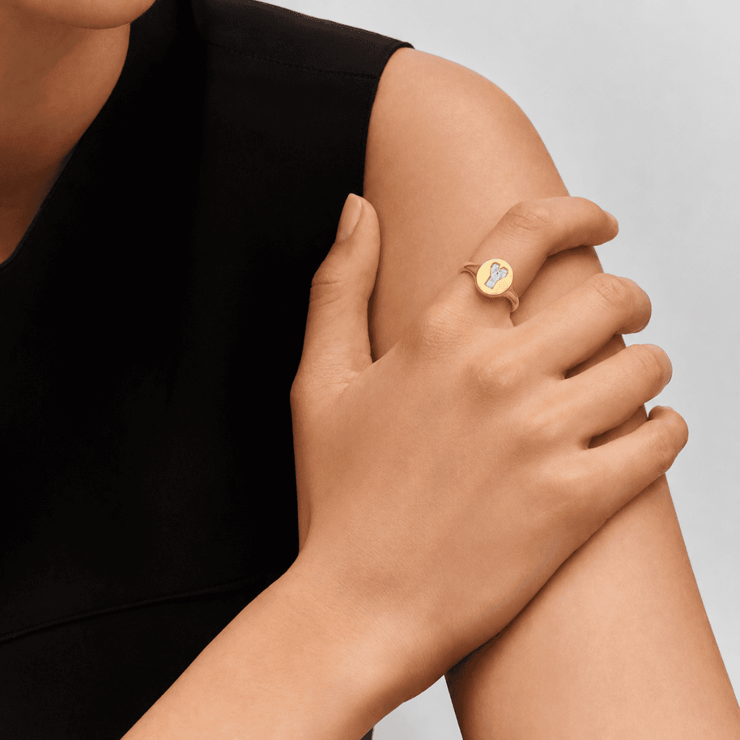 Y Letter Alphabet Signet Ring — view 2