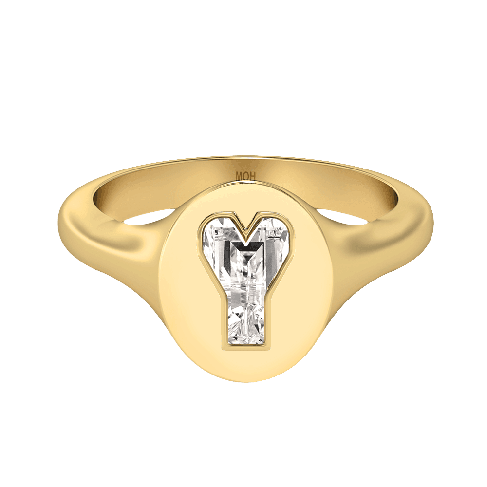 Y Letter Alphabet Signet Ring