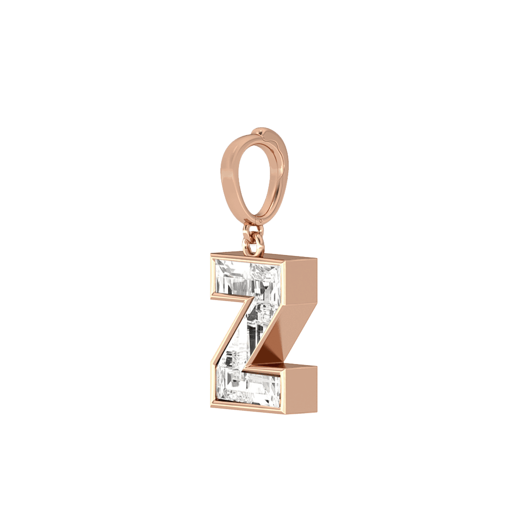 Z Letter Alphabet Charm in 18k Rose Gold — view 2