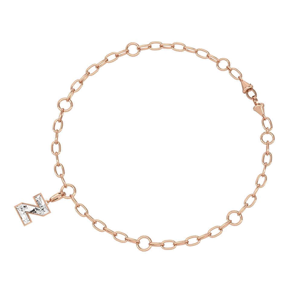 Z Letter Alphabet Charm in 18k Rose Gold — view 3