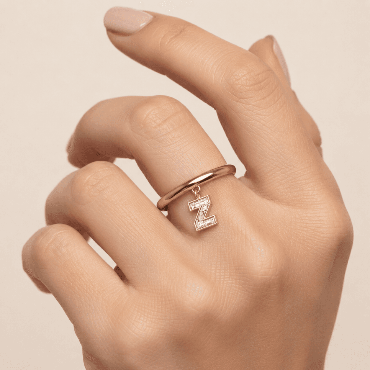 Z Letter Alphabet Drop Ring — view 2