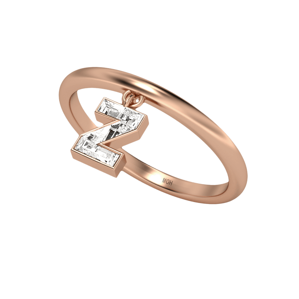 Z Letter Alphabet Drop Ring in 18k Rose Gold — view 2