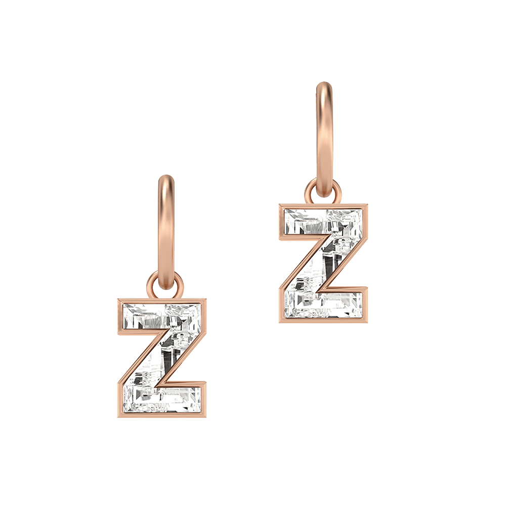 Z Letter Alphabet Hoop Earrings in 18k Rose Gold
