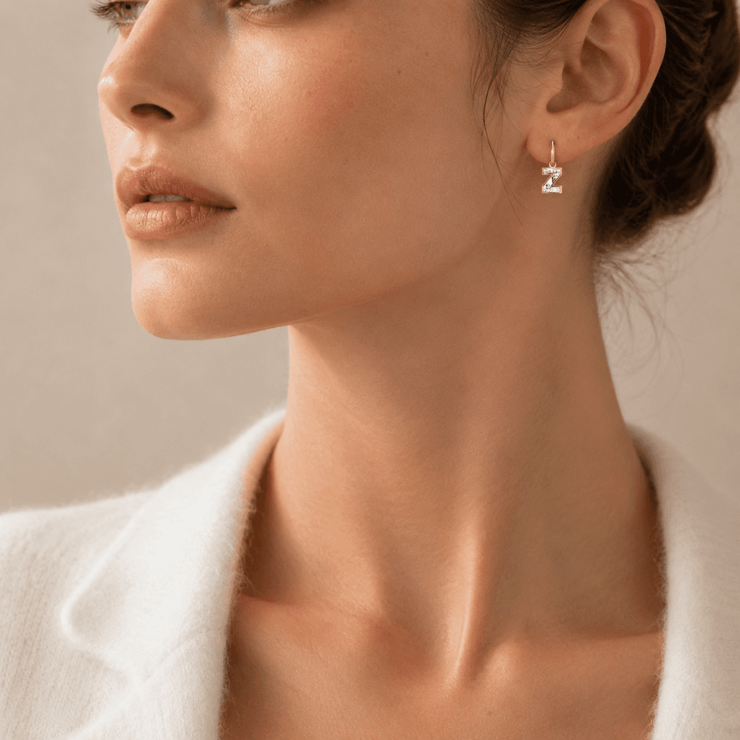 Z Letter Alphabet Hoop Earrings — view 2