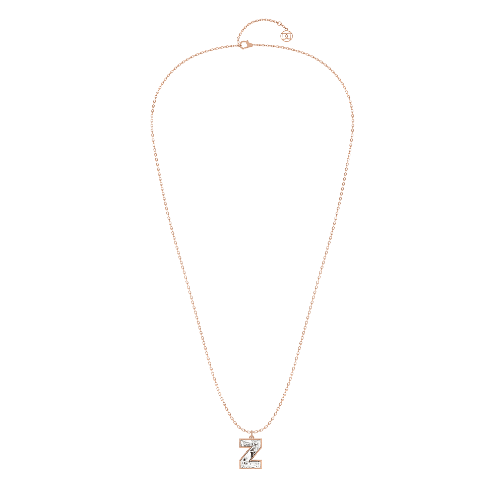 Z Letter Alphabet Pendant in 18k Rose Gold — view 2