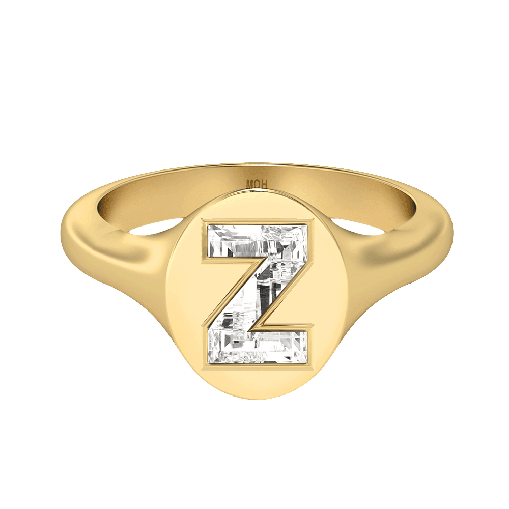Z Letter Alphabet Signet Ring