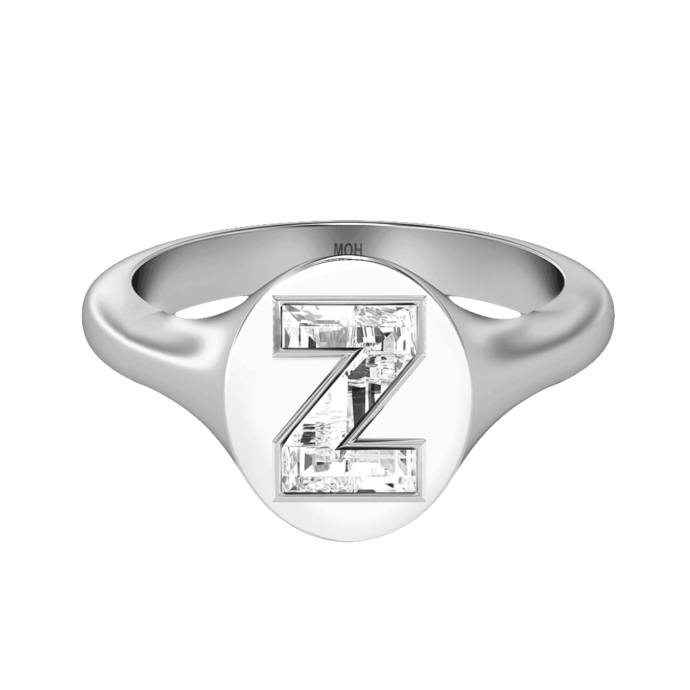 Z Letter Alphabet Signet Ring