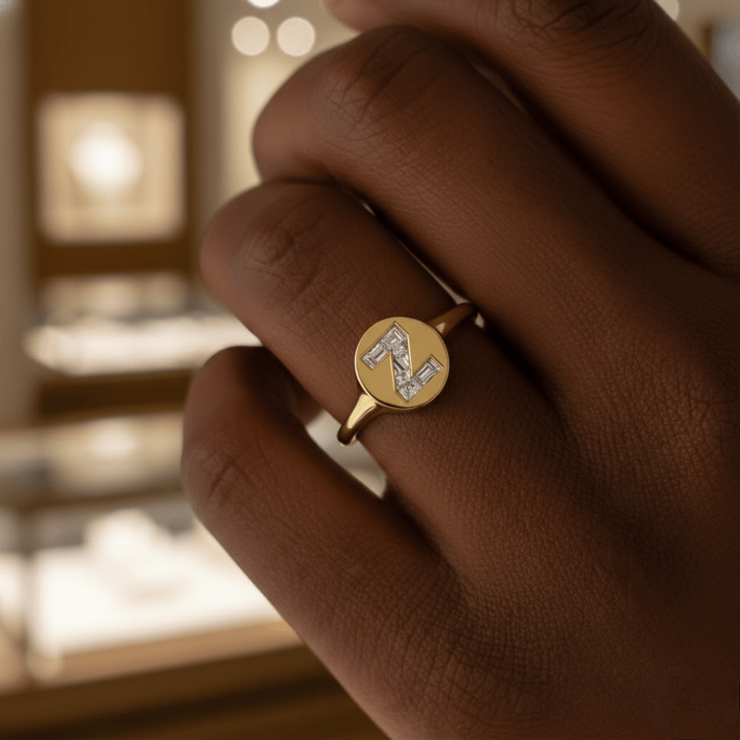 Z Letter Alphabet Signet Ring — view 2