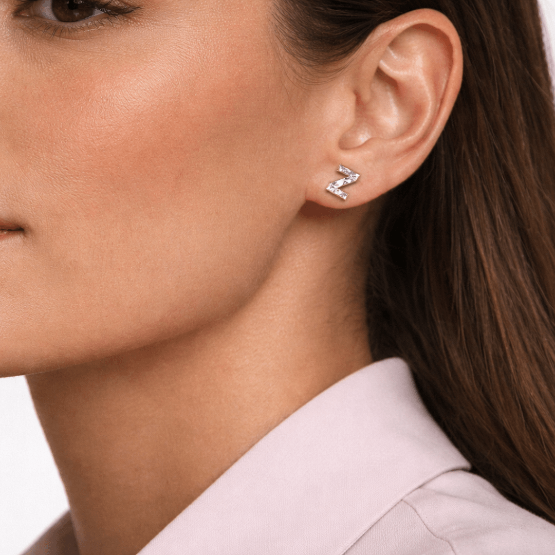 Z Letter Alphabet Stud Earrings — view 2