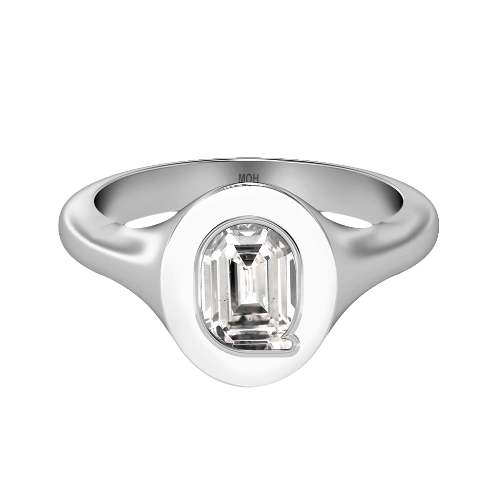 Q Letter Alphabet Signet Ring