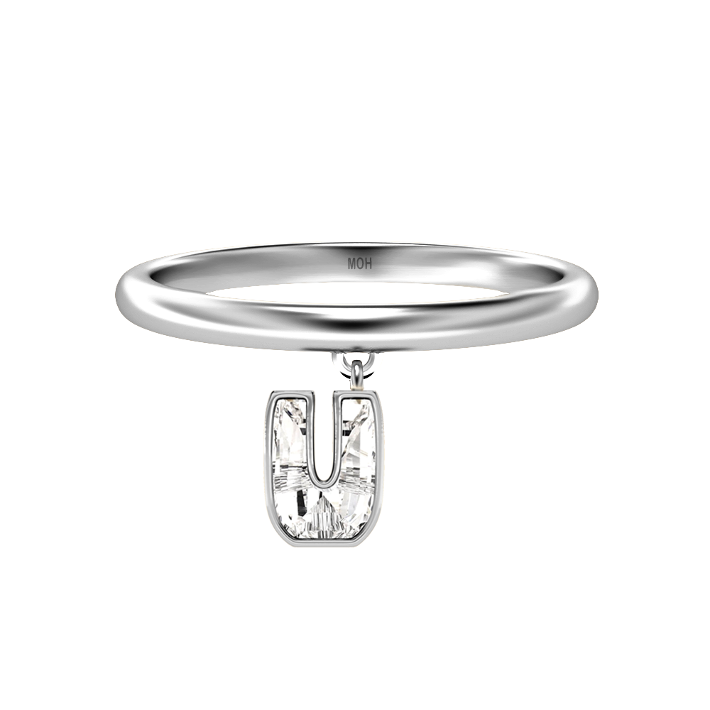 U Letter Alphabet Drop Ring