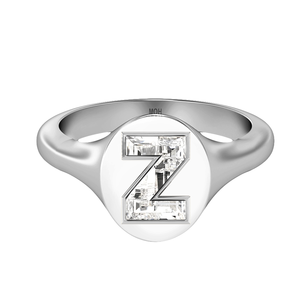 Z Letter Alphabet Signet Ring