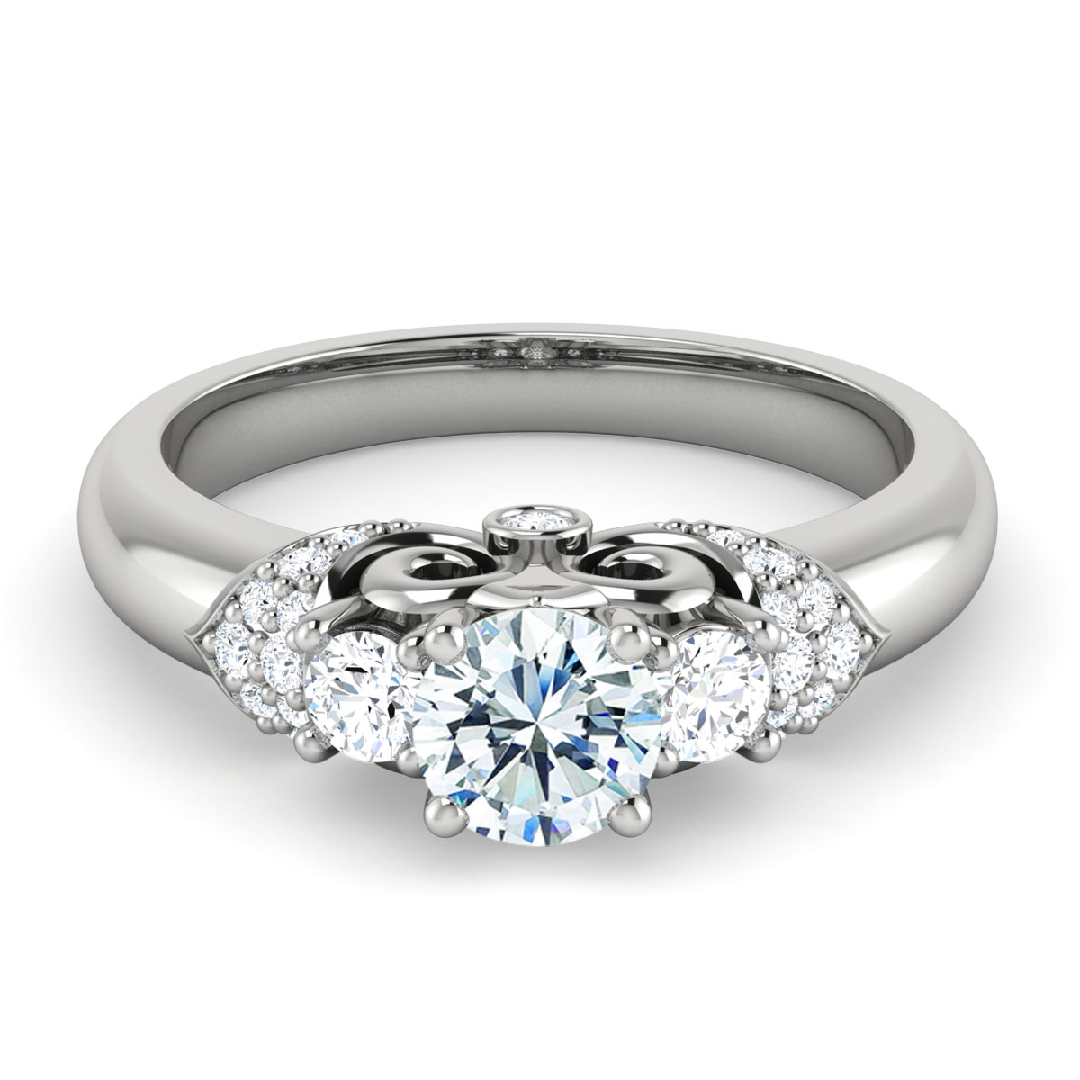 Pari Round Three Diamond Engagement Ring