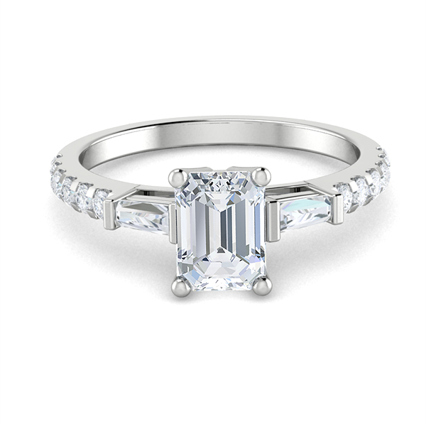 Samara Emerald Three Diamond Engagement Ring