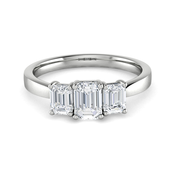 Adalia Emerald Three Diamond Engagement Ring